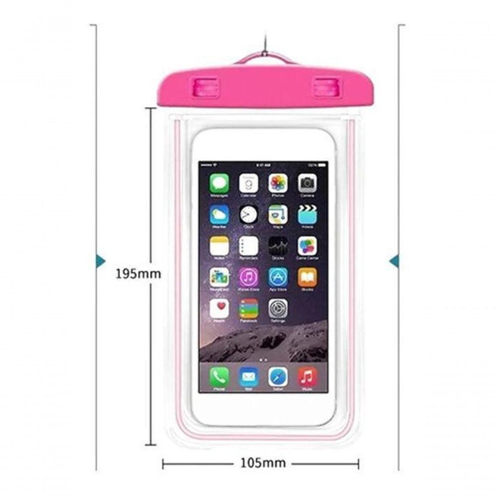 Capa Bolsa Celular A Prova Dágua Proteção Chuva Rosa - 3
