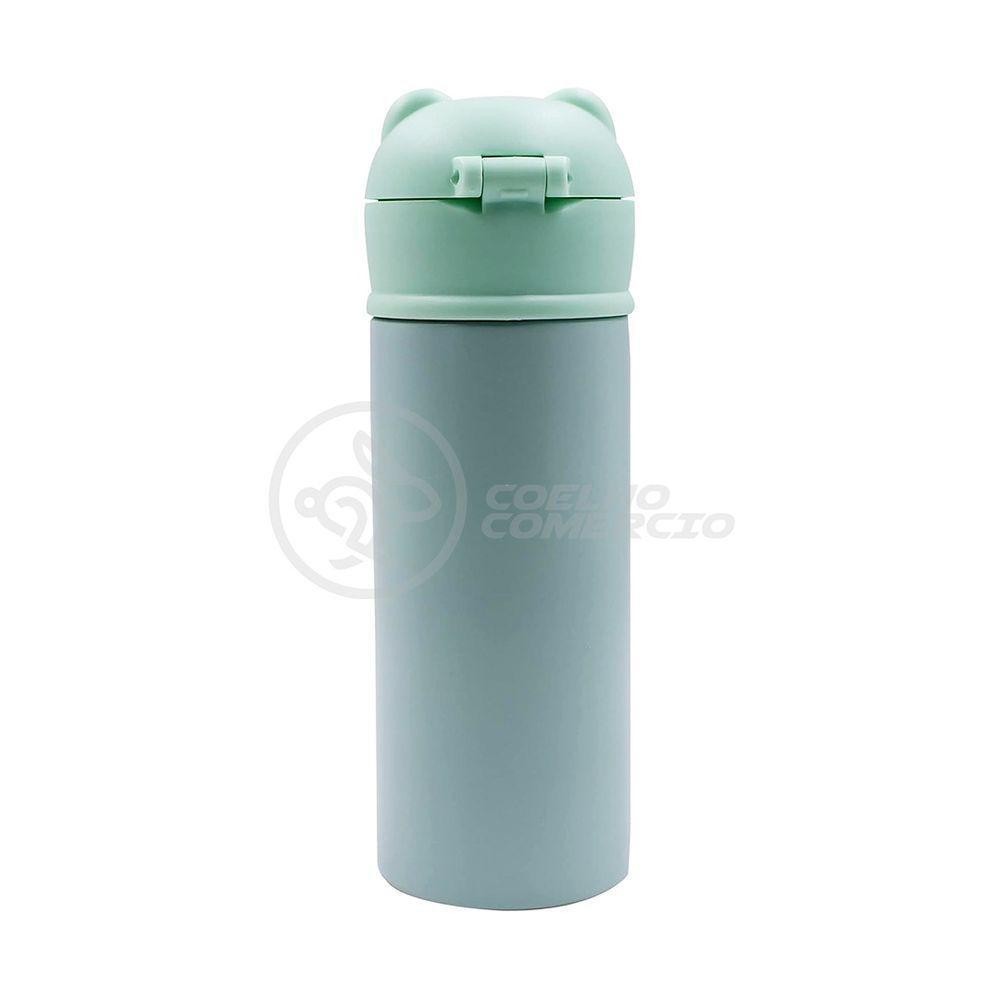 Garrafa Infantil Térmica 420ml De Ursinho Verde Ideal Para Bebidas Quentes E Frias Até 12h - 3