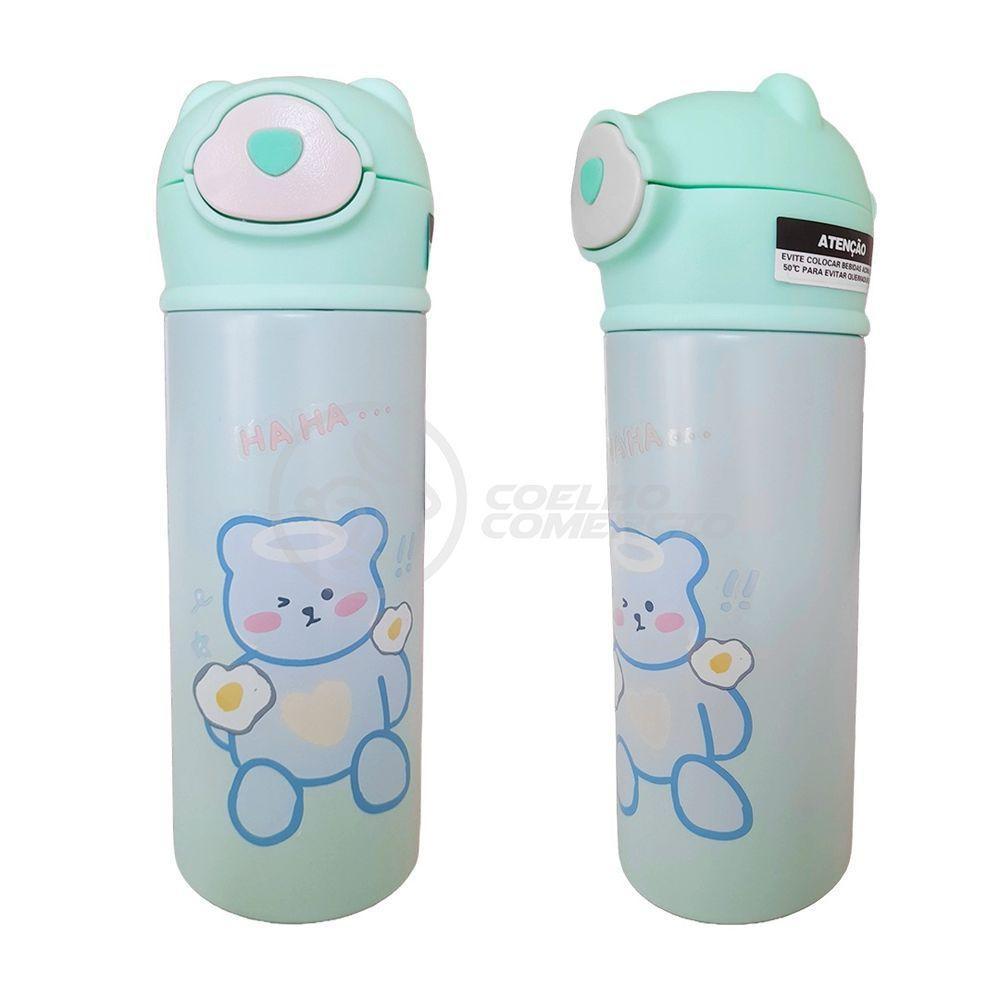 Garrafa Infantil Térmica 420ml De Ursinho Verde Ideal Para Bebidas Quentes E Frias Até 12h - 4