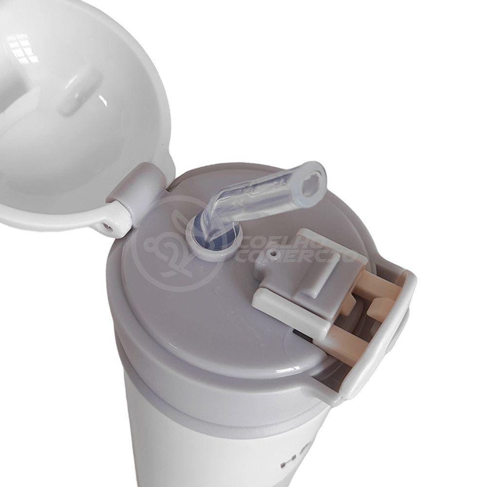 Garrafa Térmica De Ursinho Branca Infantil 420ml Com Trava De Tampa E Canudo De Silicone - 3