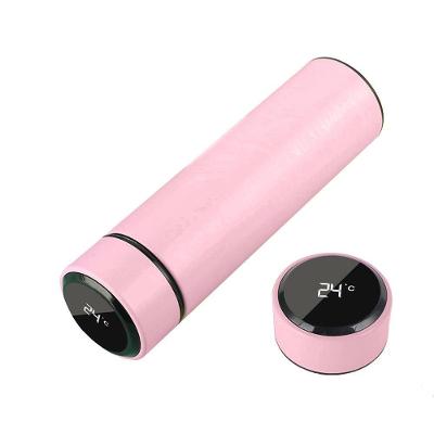Garrafa Térmica Inteligente De Inox 500ml Tampa C-sensor De Temperatura Led água Café Chá Rosa Bebe