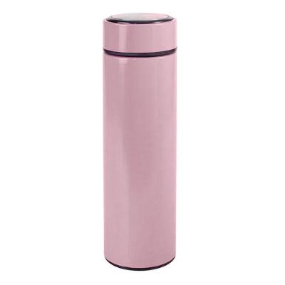 Garrafa Térmica Inteligente De Inox 500ml Tampa C-sensor De Temperatura Led água Café Chá Rosa Bebe