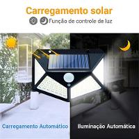 Luminária Solar 100 Leds Sensor De Movimento Lâmpada Com 3 Funções área Externa Jardim Ip65