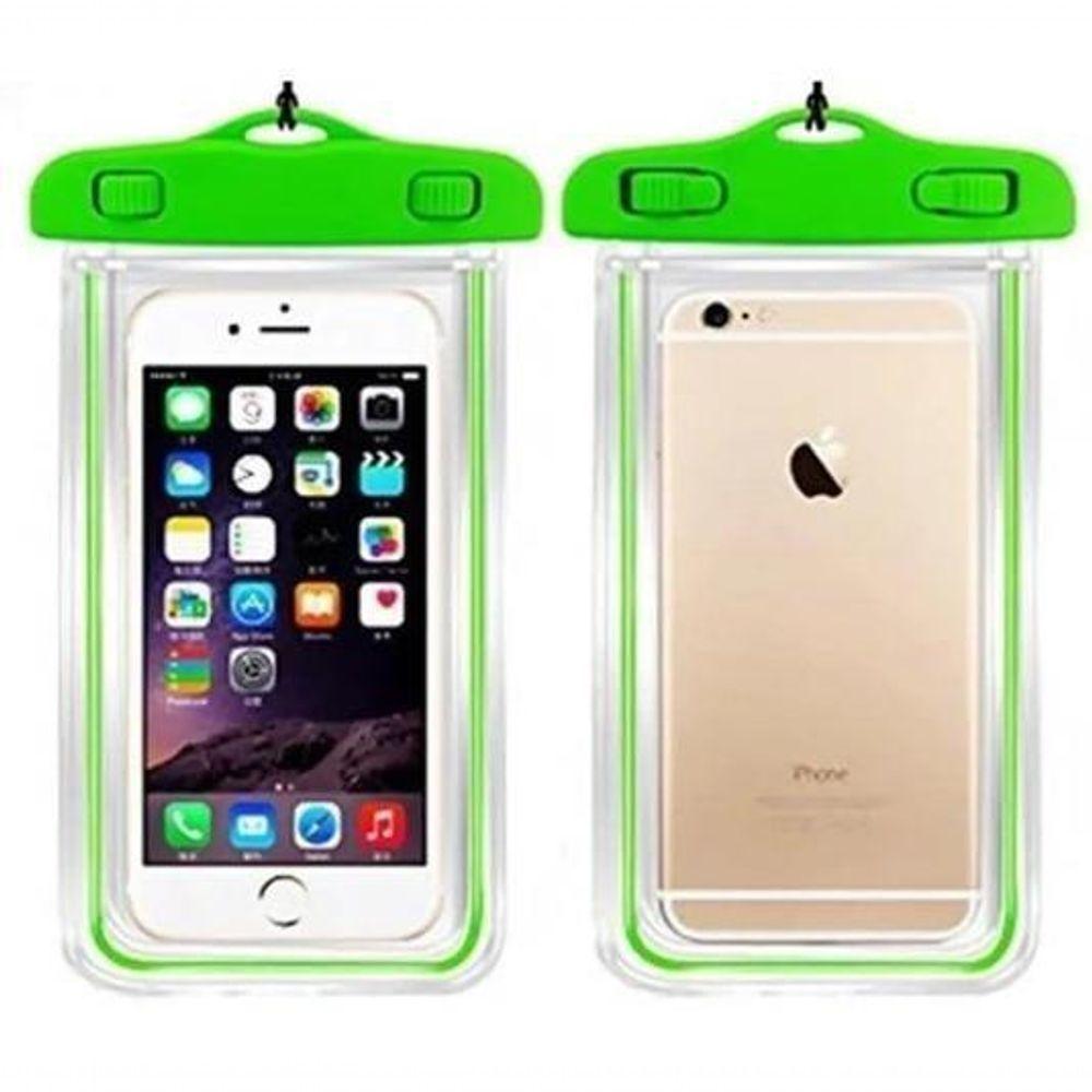 Capa Bolsa Celular A Prova D'água Proteção Chuva Verde Claro - 1