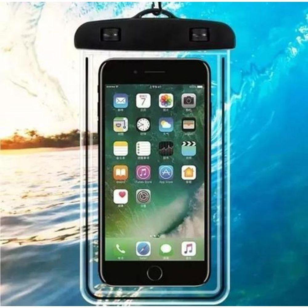 Capa Bolsa Celular A Prova D'água Proteção Mergulhos Preto - 4