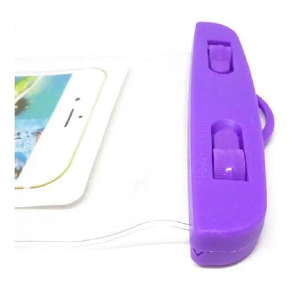 Capa Bolsa Celular A Prova D'água Proteção Mergulhos Lilás - 2