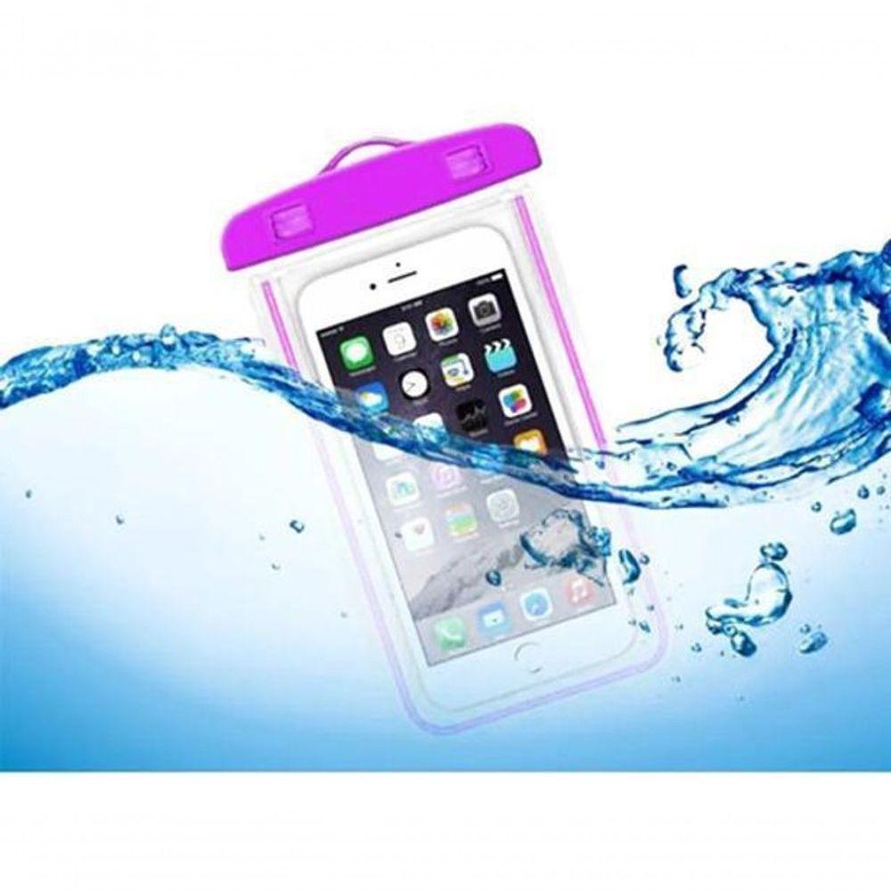 Capa Bolsa Celular A Prova D'água Proteção Mergulhos Lilás - 4
