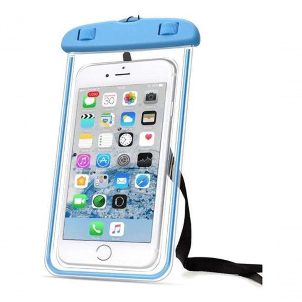 Capa Bolsa Celular A Prova D'água Proteção Mergulhos Azul - 1