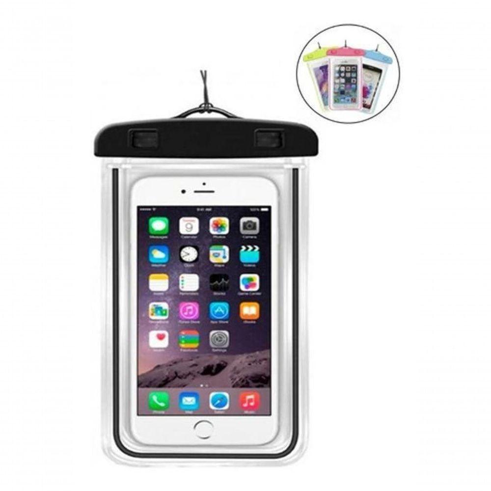 Capa Bolsa Celular A Prova D'água Proteção Mergulhos Preto - 3