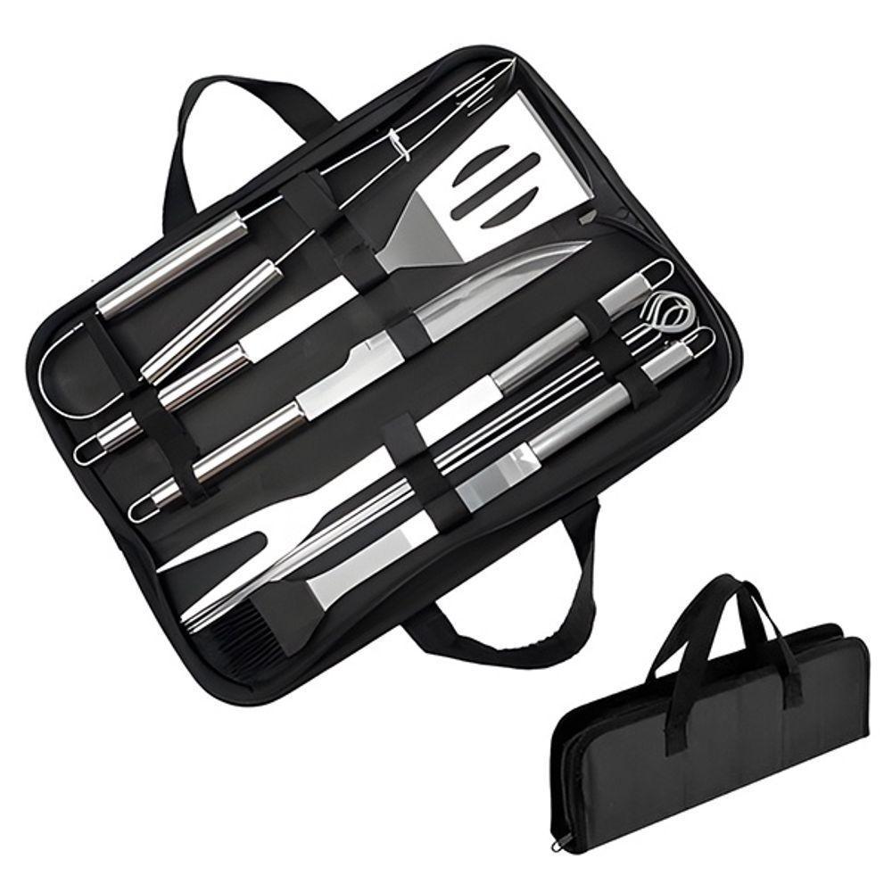 Kit Completo De Churrasco 9 Peças Em Aço Inox Com Bolsa Preta Para Churrasqueiro - 1