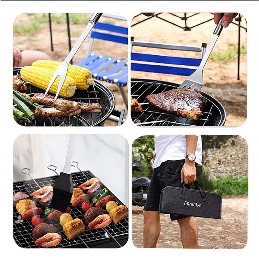 Kit Completo De Churrasco 9 Peças Em Aço Inox Com Bolsa Preta Para Churrasqueiro - 2