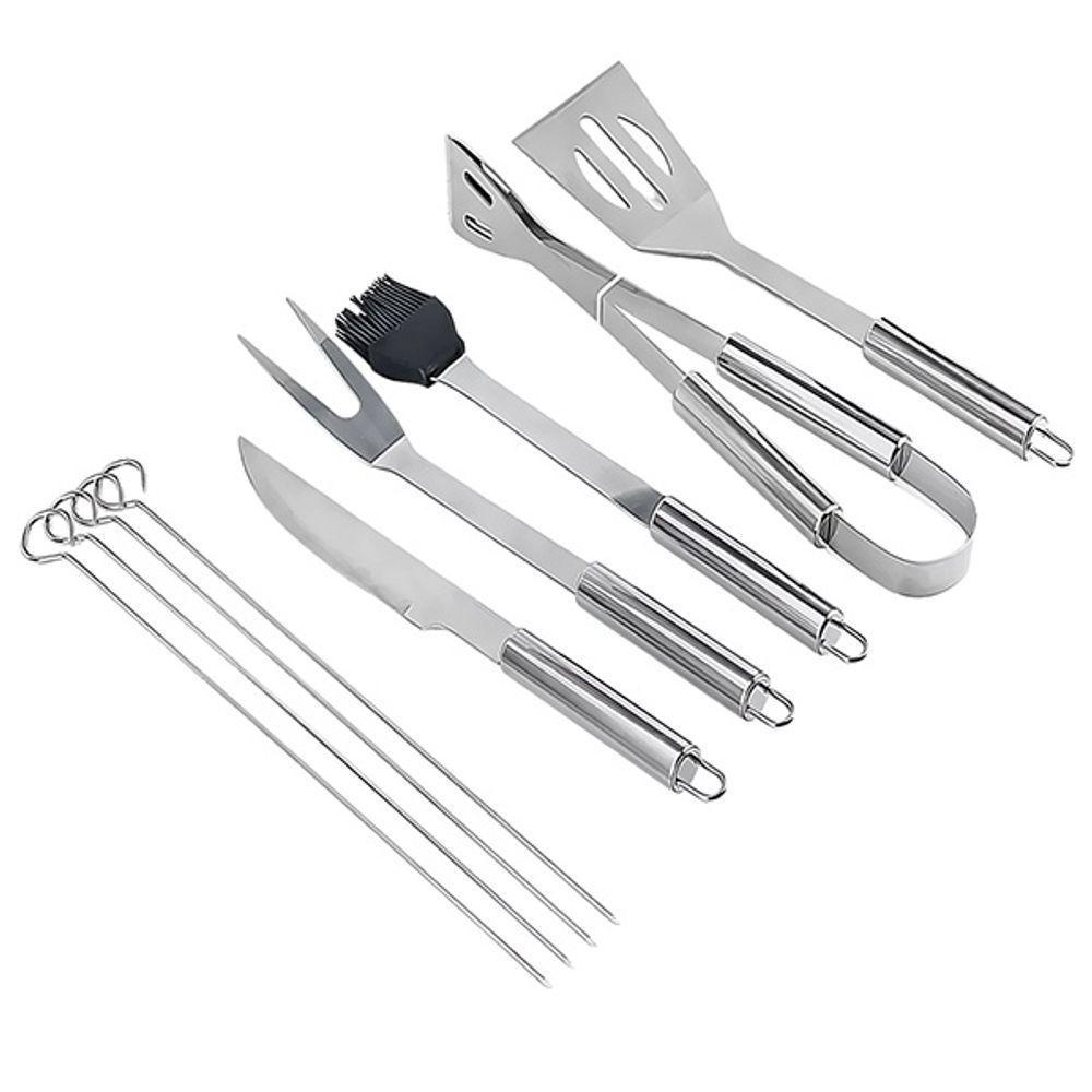 Jogo De Utensílios Para Churrasco 9 Peças De Aço Inox Com Bolsa Para Carregar - 5
