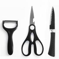 Kit Completo 6 Peças De Facas Com Cutelo Tesoura E Descascador Para Cozinha