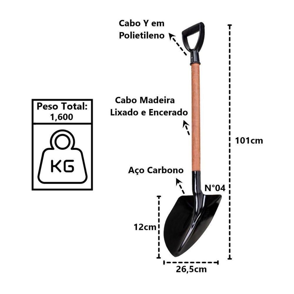 Pá De Bico Em Aço Carbono Com Cabo Y Polietileno N04 101cm - 2
