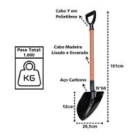 Pá De Bico Em Aço Carbono Com Cabo Y Polietileno N04 101cm - 2