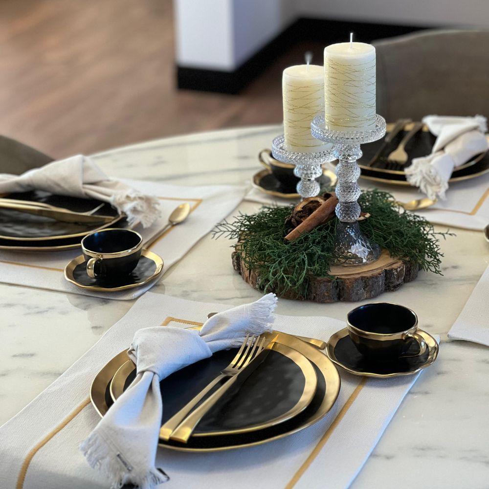 Xícara Para Café Com Pires Em Porcelana Dubai 90ml Wolff Preto E Dourado - 6