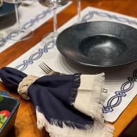 Guardanapo Em Tecido Linho Boho 45x45cm Mameg Marinho - 3