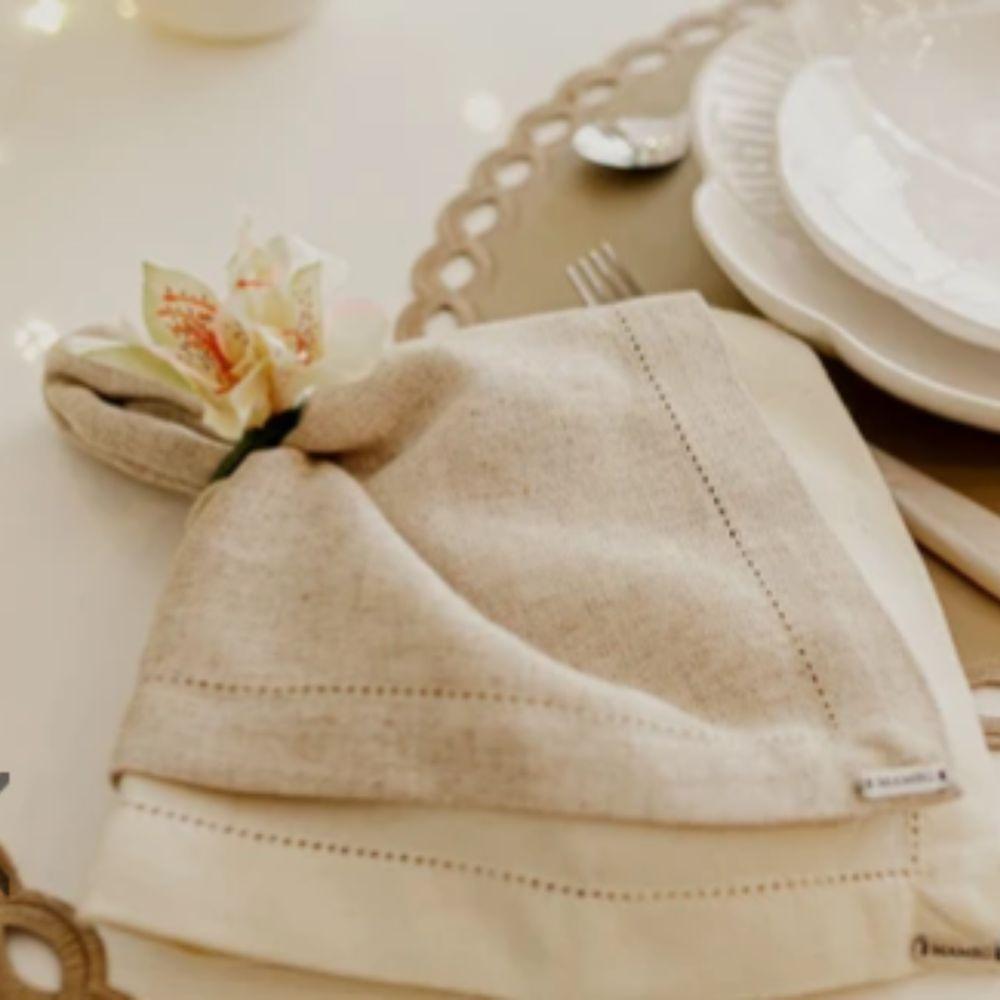 Guardanapo Em Tecido Linhão Ajour 45x45cm Mameg Cru - 2