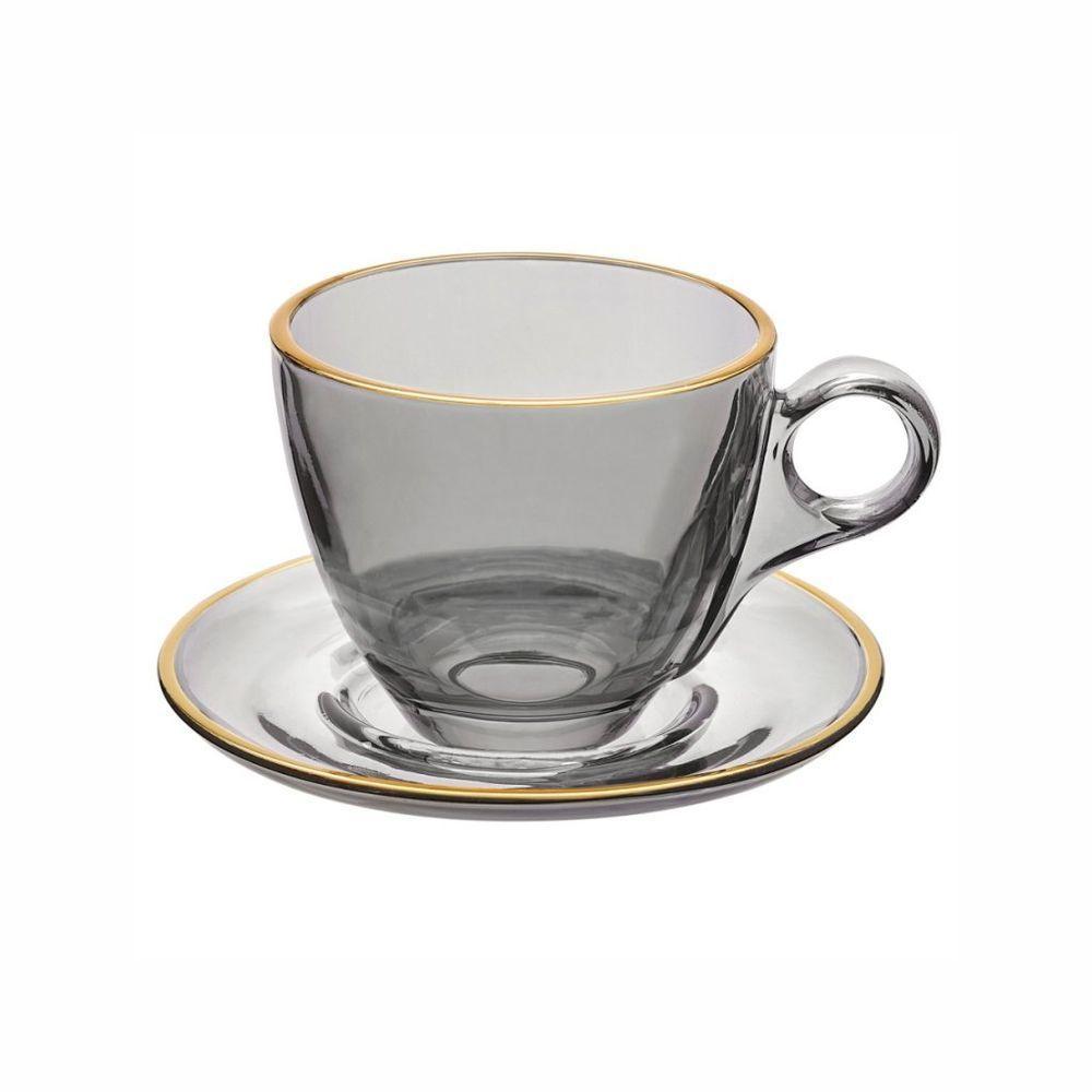 Conjunto De Xícaras Para Chá Com Pires Em Cristal Menfis Com 8 Peças 170ml Haüskraft Onix - 1