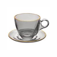 Conjunto De Xícaras Para Chá Com Pires Em Cristal Menfis Com 8 Peças 170ml Haüskraft Onix - 1