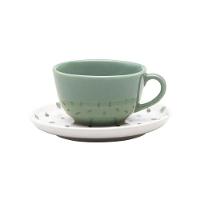 Xícara Para Chá Com Pires Em Cerâmica Flat Samambaia 200ml Oxford - 1