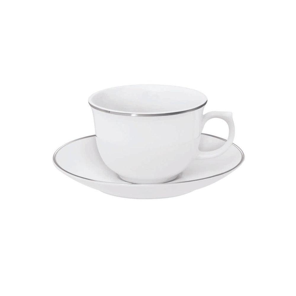 Conjunto De Xícaras Para Chá Com Pires Em Porcelana Flamingo Com 12 Peças 240ml Oxford Isabel - 1