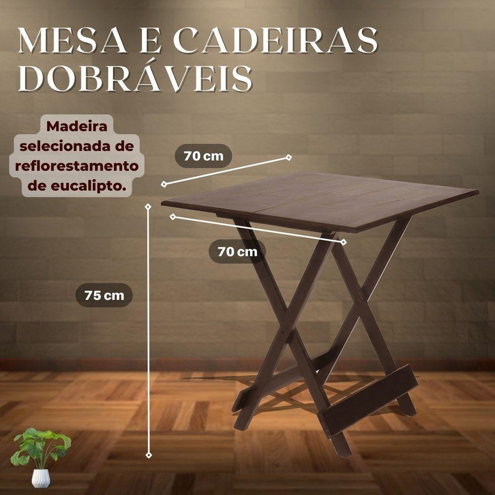 Kit 10 Conjuntos Mesas Dobráveis 70x70 Com 4 Cadeiras - 4