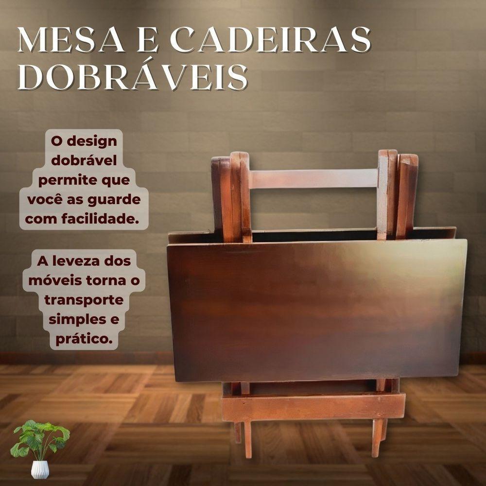Kit 10 Conjuntos Mesas Dobráveis 70x70 Com 4 Cadeiras - 5