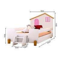 Cama Infantil Juvenil Belissima Rosa Branca E Amêndoa + Luminária Led + Colchão - Branco - 2