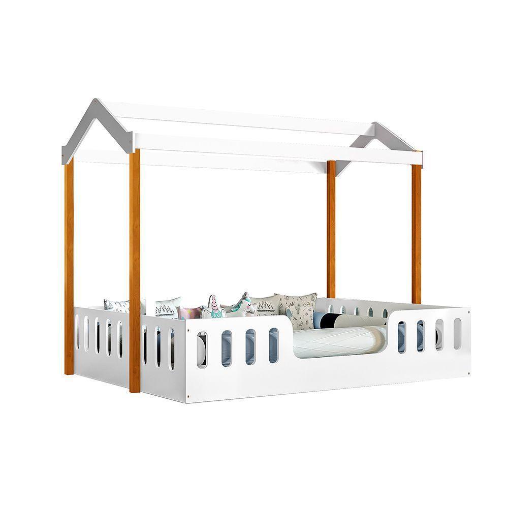 Cama Com Colchão Montessoriana Casal Infantil ágatha Branco-amêndoa Incluso Lousa Mágica - Branco - 4