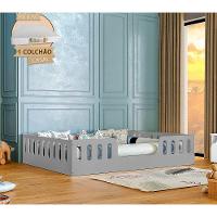 Cama Casal Infantil Montessoriana Helo Com Colchão Cinza - 1