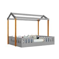 Cama Casal Casinha Montessoriana ágatha Com Colchão Cinza-mel Incluso Luminária - 3