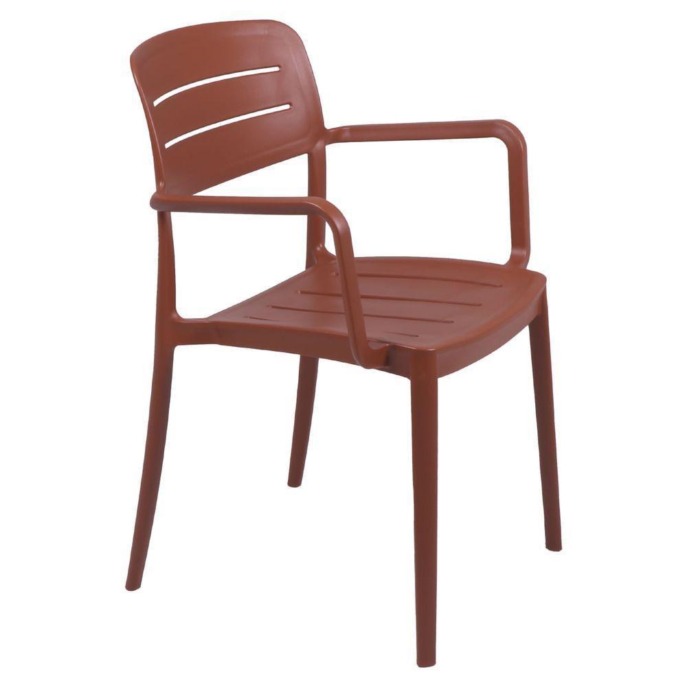 Cadeira Tramontina Amélia Com Braços Terracota Empilhável Em Polipropileno Com Proteção Antimicrobiana - 1