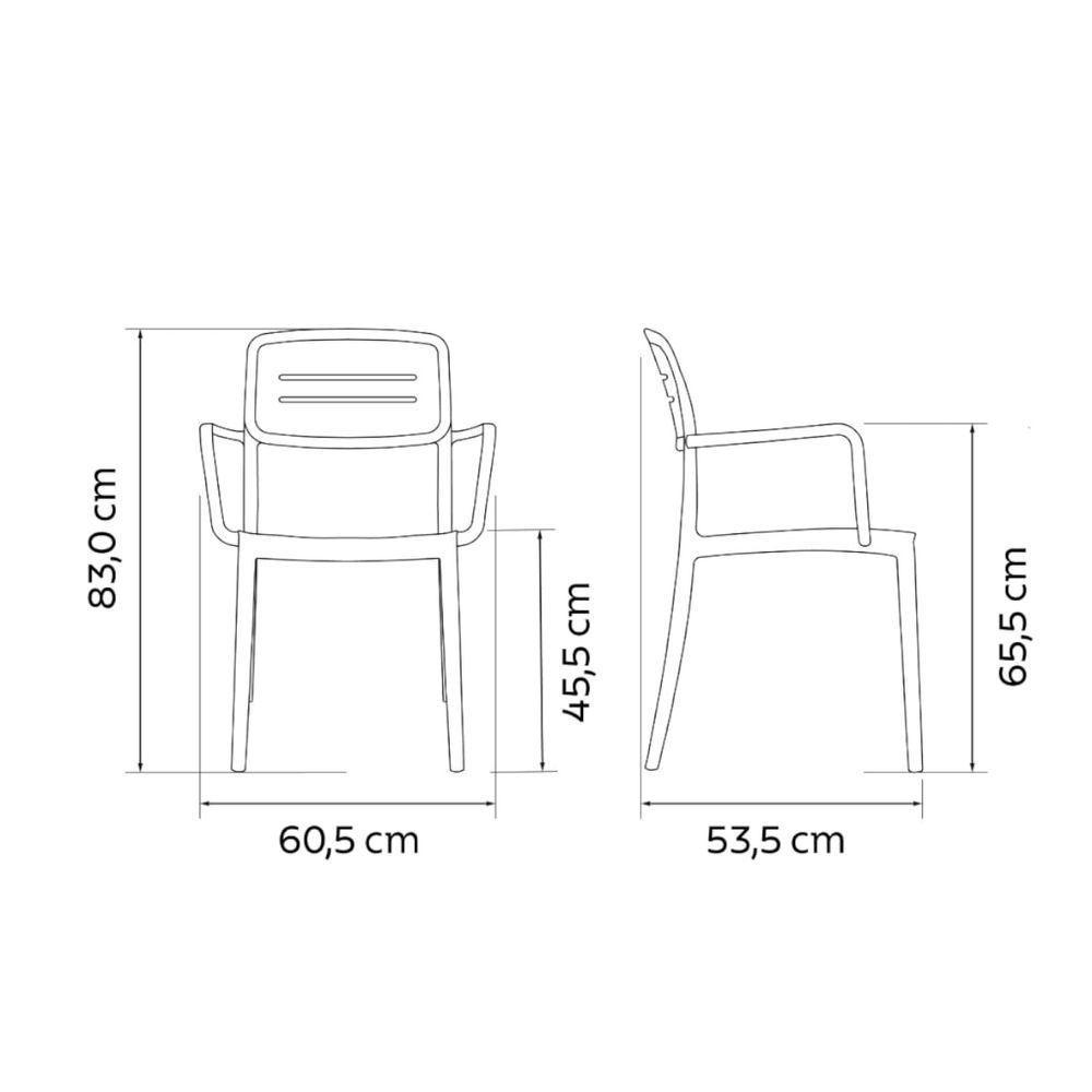 Cadeira Tramontina Amélia Com Braços Terracota Empilhável Em Polipropileno Com Proteção Antimicrobiana - 3