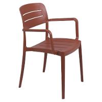 Cadeira Tramontina Amélia Com Braços Terracota Empilhável Em Polipropileno Com Proteção Antimicrobiana - 1