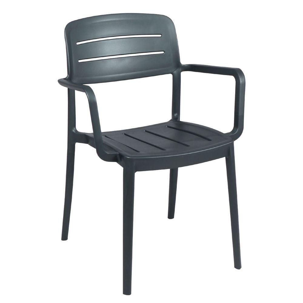 Cadeira Tramontina Amélia Com Braços Grafite Empilhável Em Polipropileno Com Proteção Antimicrobiana - 2