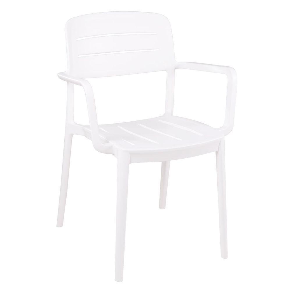 Cadeira Tramontina Amélia Com Braços Branco Empilhável Em Polipropileno Com Proteção Antimicrobiana - 3