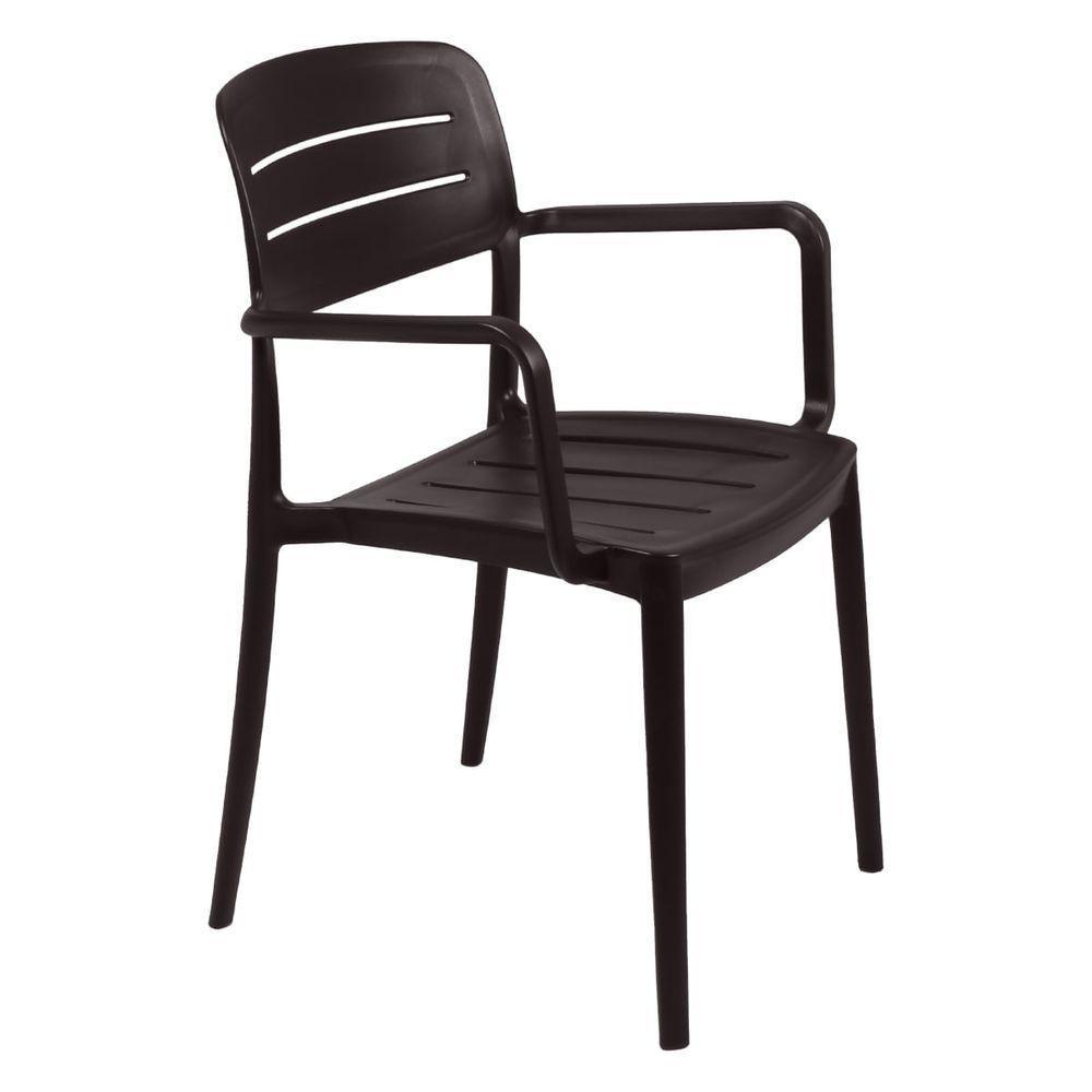 Cadeira Tramontina Amélia Com Braços Marrom Empilhável Em Polipropileno Com Proteção Antimicrobiana - 1
