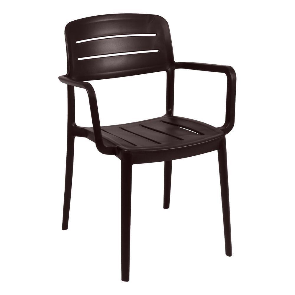 Cadeira Tramontina Amélia Com Braços Marrom Empilhável Em Polipropileno Com Proteção Antimicrobiana - 2