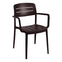 Cadeira Tramontina Amélia Com Braços Marrom Empilhável Em Polipropileno Com Proteção Antimicrobiana - 2