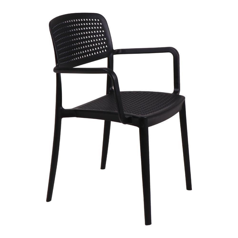 Cadeira Tramontina Serena Com Braços Preto Empilhável Em Polipropileno Com Proteção Antimicrobiana - 1