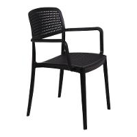 Cadeira Tramontina Serena Com Braços Preto Empilhável Em Polipropileno Com Proteção Antimicrobiana - 1
