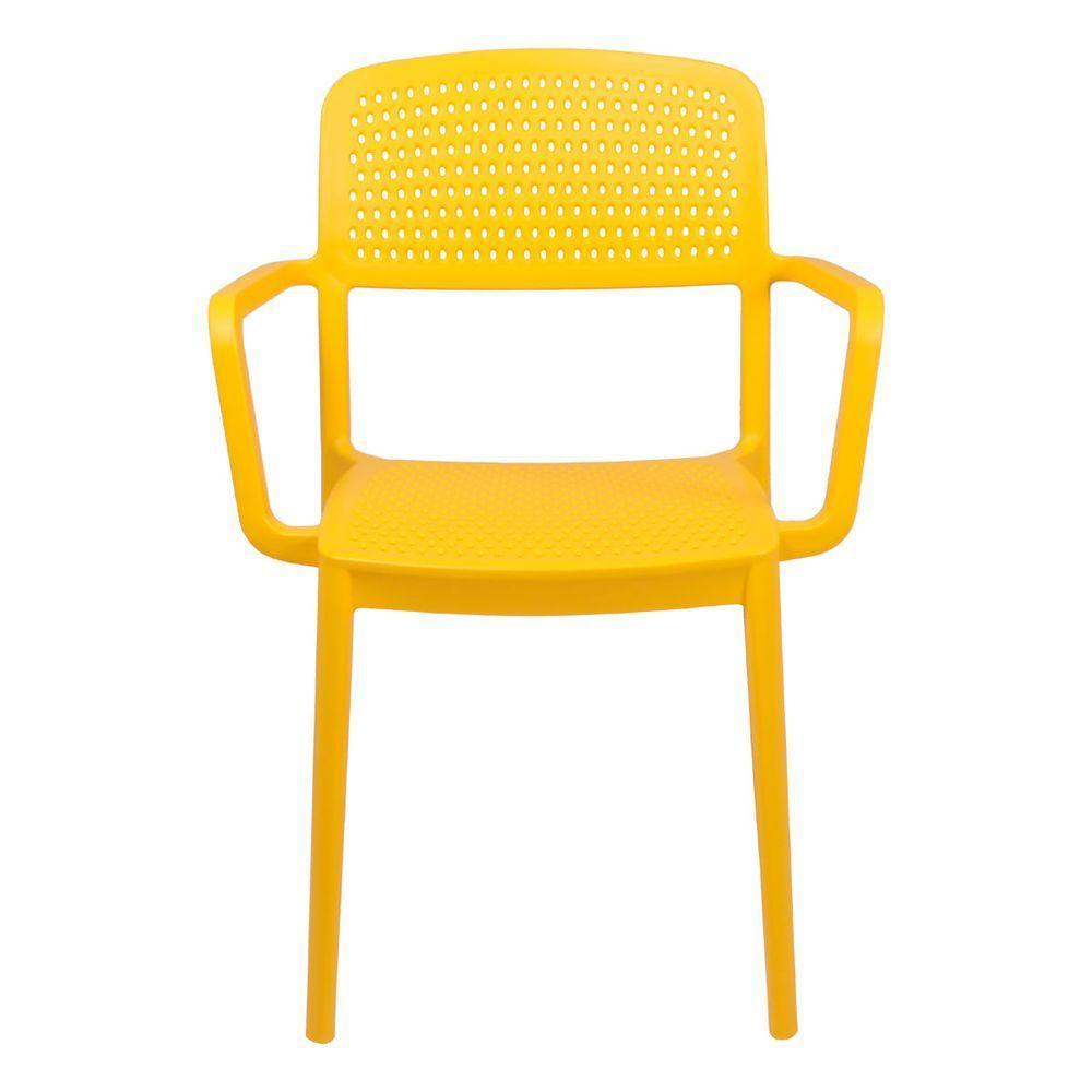 Cadeira Tramontina Serena Com Braços Amarela Empilhável Em Polipropileno Com Proteção Antimicrobiana - 2