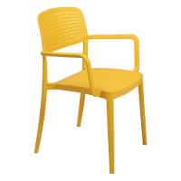 Cadeira Tramontina Serena Com Braços Amarela Empilhável Em Polipropileno Com Proteção Antimicrobiana - 1