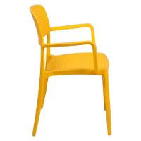 Cadeira Tramontina Serena Com Braços Amarela Empilhável Em Polipropileno Com Proteção Antimicrobiana