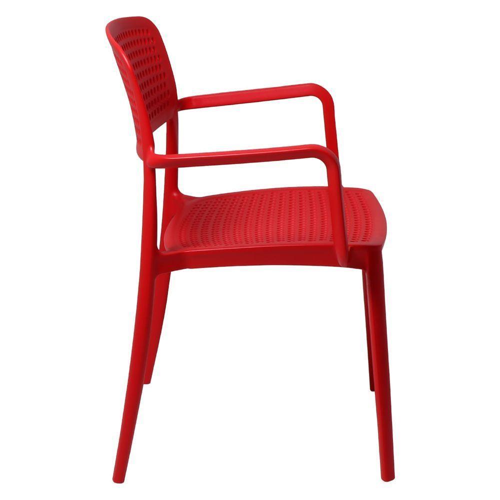 Cadeira Tramontina Serena Com Braços Vermelho Empilhável Em Polipropileno Com Proteção Antimicrobiana - 3