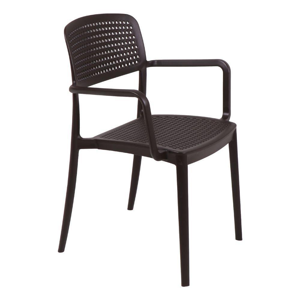 Cadeira Tramontina Serena Com Braços Marrom Empilhável Em Polipropileno Com Proteção Antimicrobiana - 1