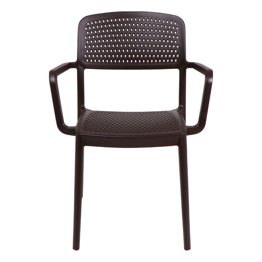 Cadeira Tramontina Serena Com Braços Marrom Empilhável Em Polipropileno Com Proteção Antimicrobiana - 2