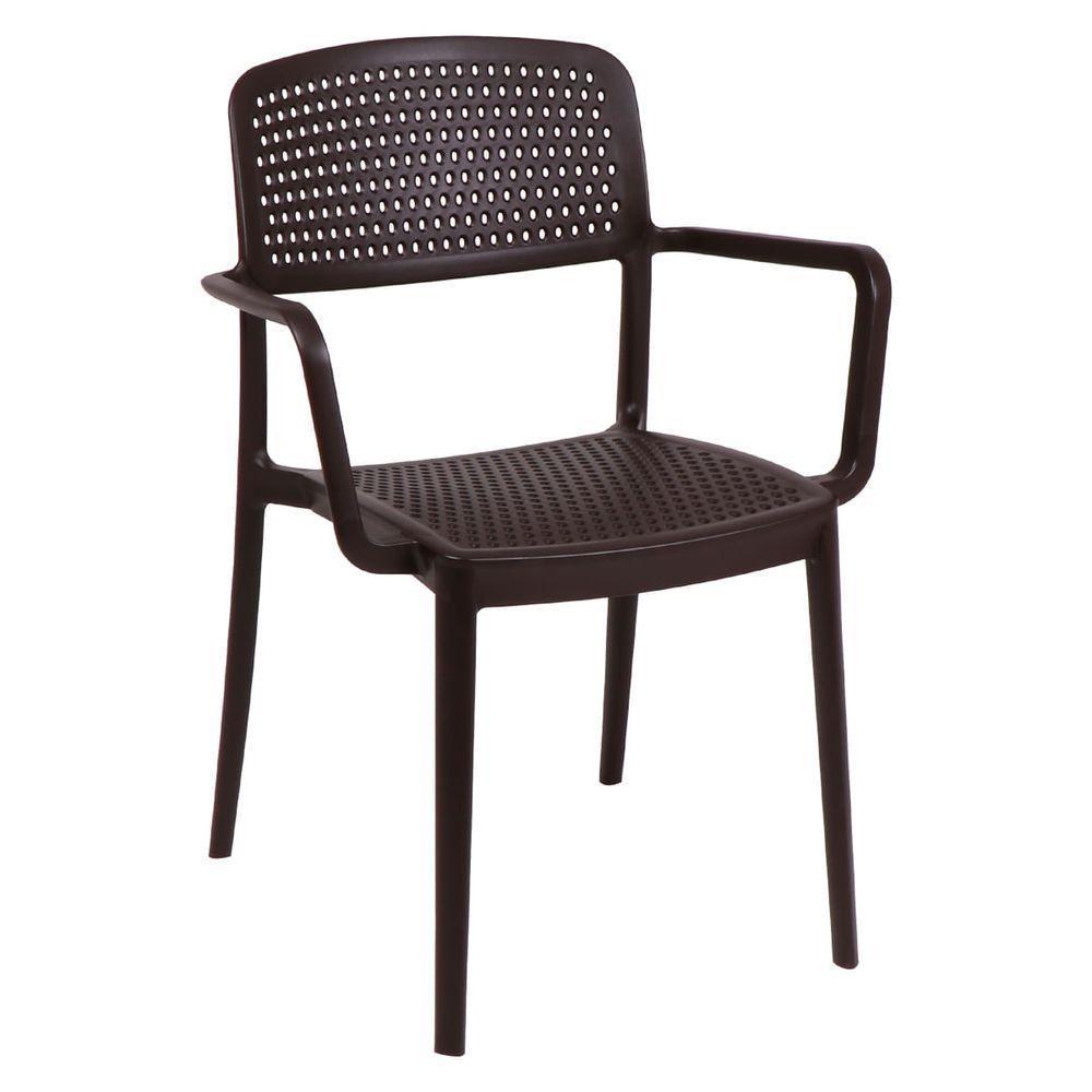 Cadeira Tramontina Serena Com Braços Marrom Empilhável Em Polipropileno Com Proteção Antimicrobiana - 3