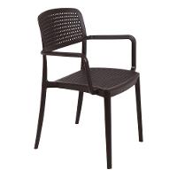 Cadeira Tramontina Serena Com Braços Marrom Empilhável Em Polipropileno Com Proteção Antimicrobiana - 1
